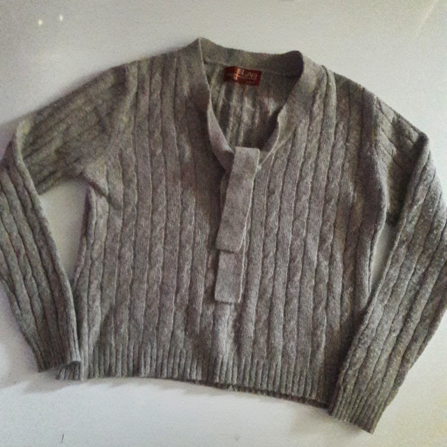 Elar Gray Cable-Knit Angora-Blend Sweater,Cashemere